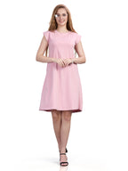 Autumn Hues Fit & Flare Round Neck Cap Sleeves Dress