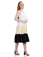 Viscose noodle strapped tiered dress