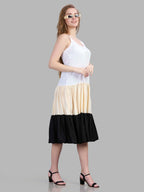 Viscose noodle strapped tiered dress