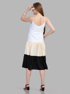 Viscose noodle strapped tiered dress