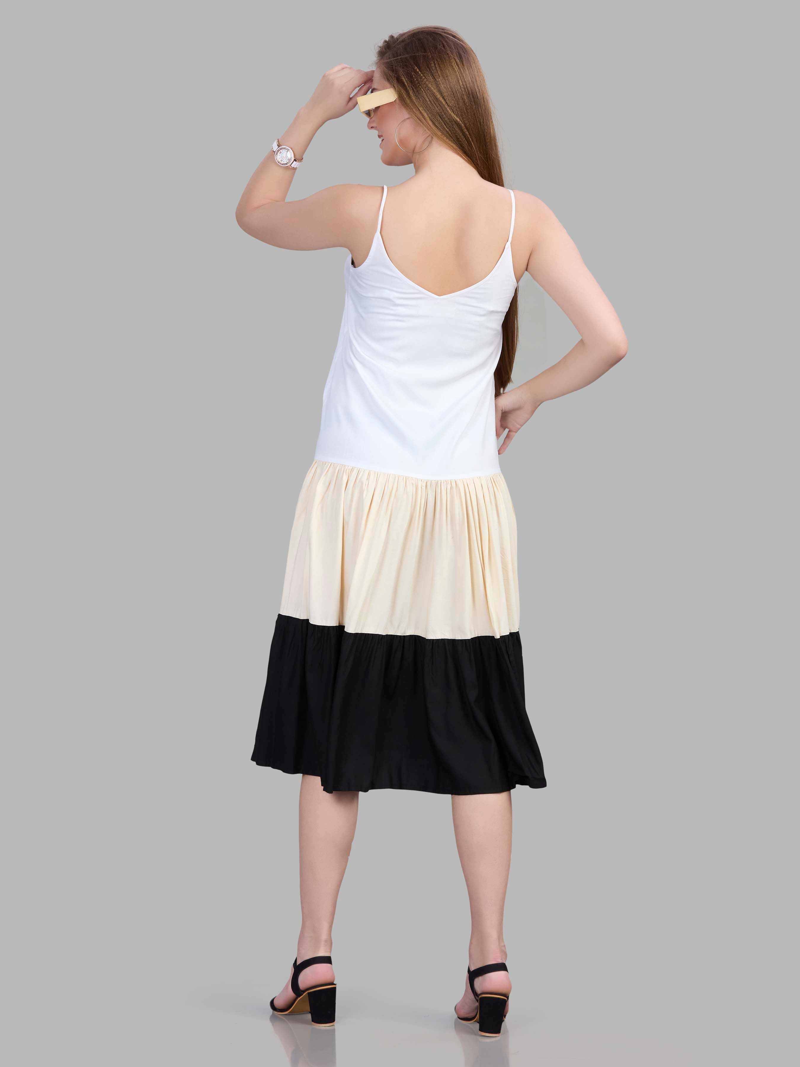 Viscose noodle strapped tiered dress