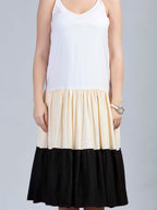 Viscose noodle strapped tiered dress