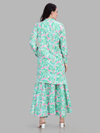 Cotton jacquard printed tiered skirt with pocket detailing with top