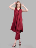 Cotton satin front pleated kurta and pants