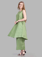 Cotton jacquard panelled kurta pants set