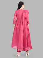 Mul cotton angrakha style kurta pants and dupatta set