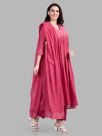 Mul cotton angrakha style kurta pants and dupatta set