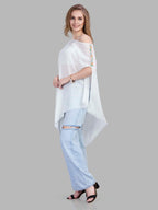Linen jute poncho with hand embroidery on the side shoulder
