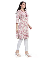 Cotton printed kurta with lace detailing