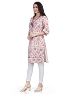 Cotton printed kurta with lace detailing