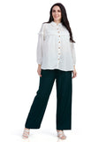 Cotton jacquard balloon for shirt with ruffle detailing