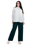 Cotton jacquard balloon for shirt with ruffle detailing