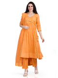 Mul cotton angrakha style kurta pants and dupatta set