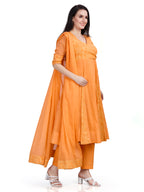 Mul cotton angrakha style kurta pants and dupatta set