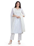 Mul Cotton kurta pants and dupatta set