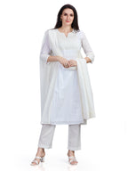 Mul Cotton kurta pants and dupatta set