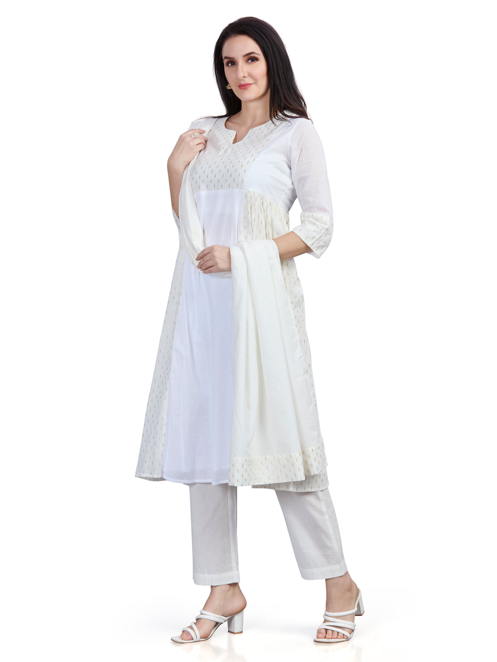 Mul Cotton kurta pants and dupatta set