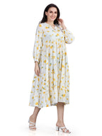 Autumn Hues Women Floral Printed Jacquard Fit & Flare Midi Dress