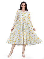 Autumn Hues Women Floral Printed Jacquard Fit & Flare Midi Dress