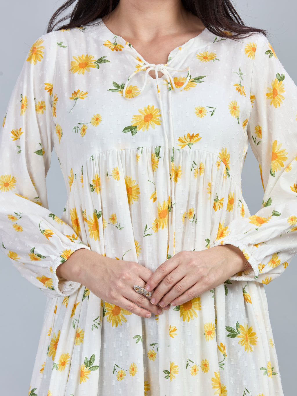 Autumn Hues Women Floral Printed Jacquard Fit & Flare Midi Dress