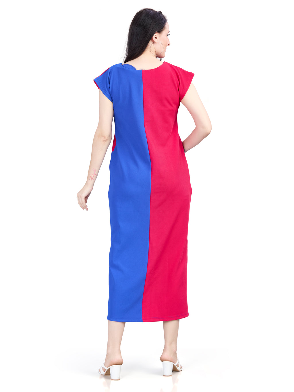 Autumn Hues Fit & Flare Round Neck Cap Sleeves Dress