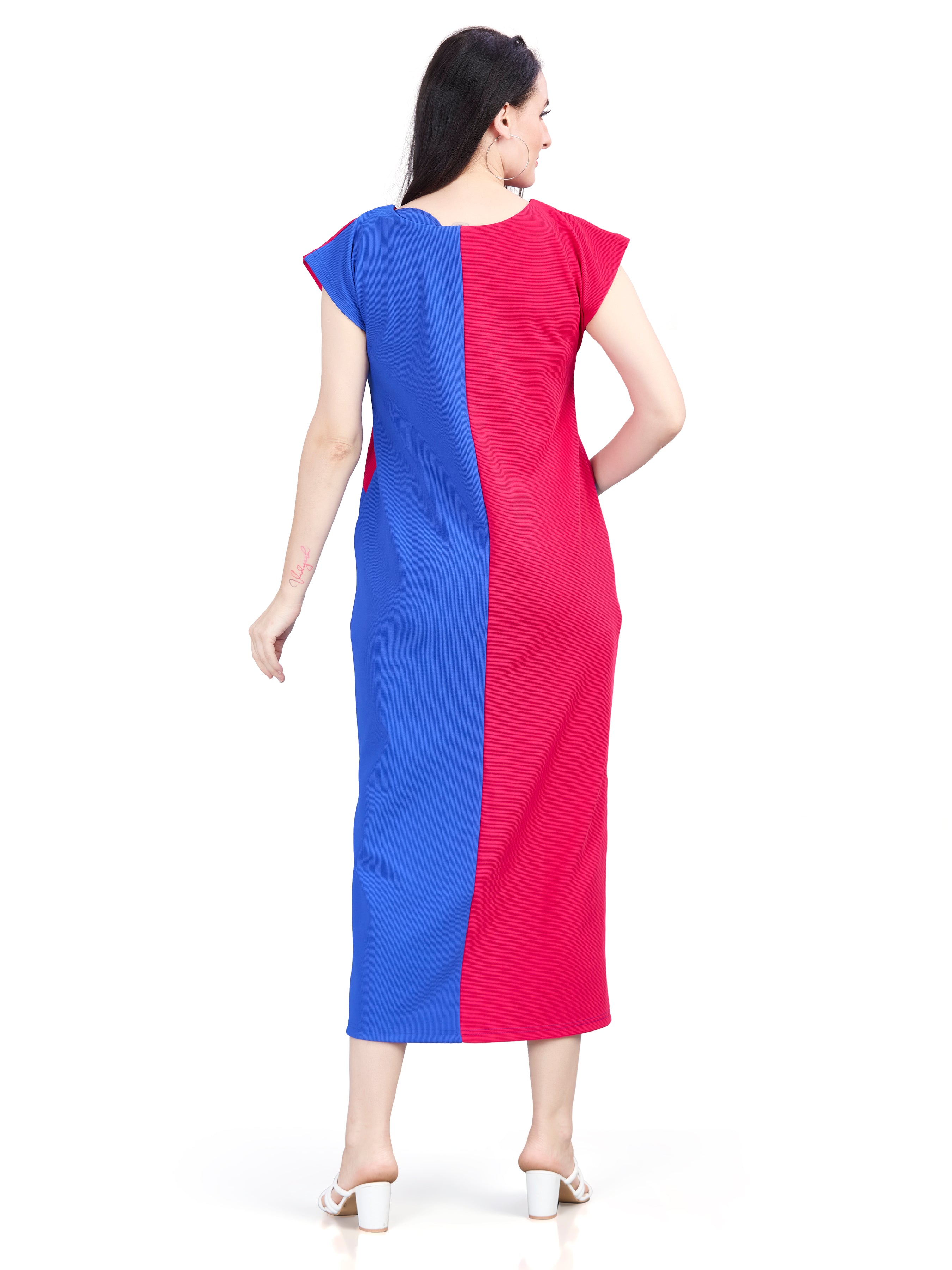 Autumn Hues Fit & Flare Round Neck Cap Sleeves Dress