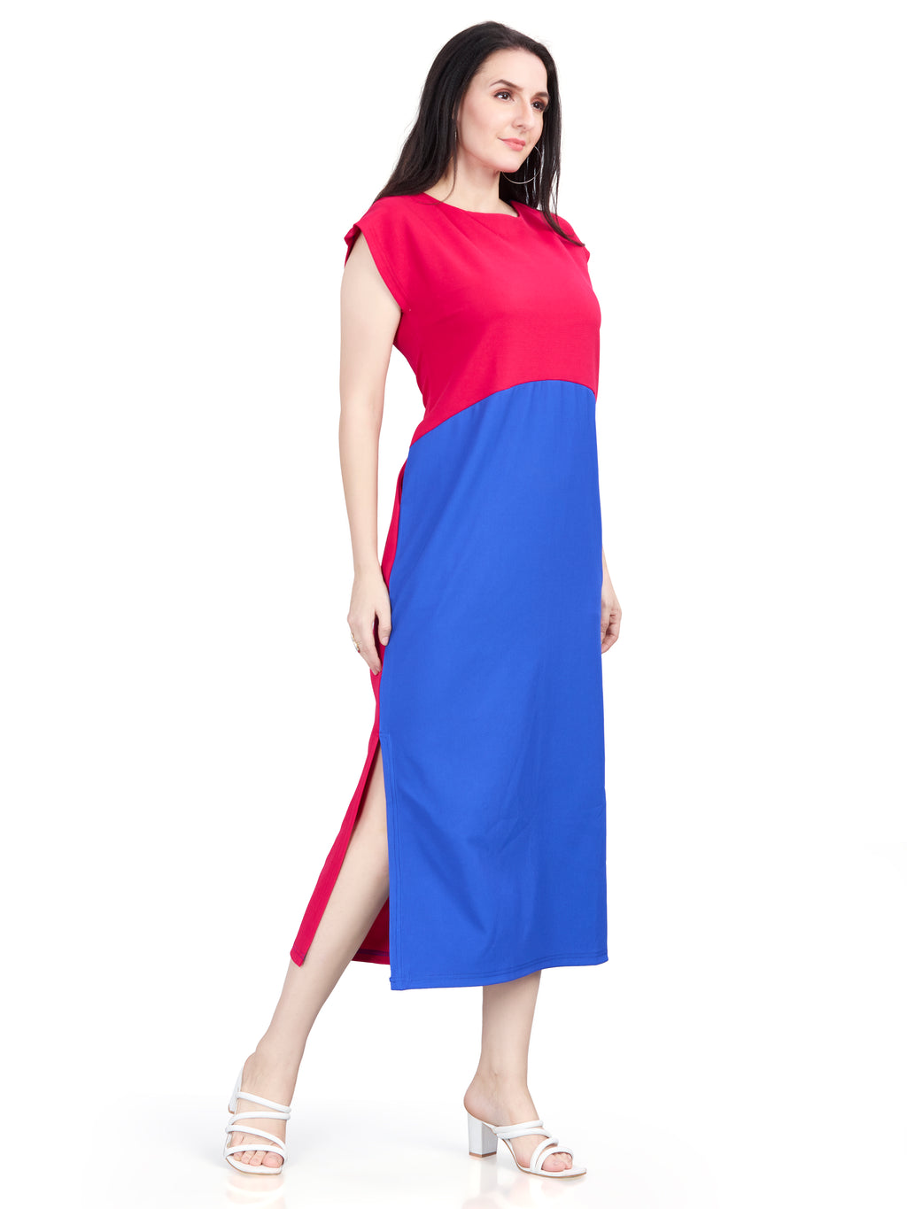 Autumn Hues Fit & Flare Round Neck Cap Sleeves Dress