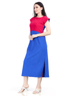 Autumn Hues Fit & Flare Round Neck Cap Sleeves Dress