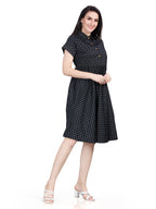 Autumn Hues Women Cotton Abstract Printed Shirt Dress