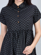 Autumn Hues Women Cotton Abstract Printed Shirt Dress
