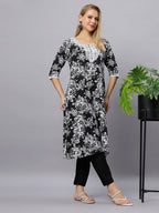 Autumn Hues Black Floral Printed Kurta with pant