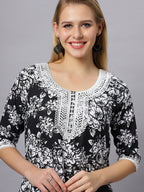 Autumn Hues Black Floral Printed Kurta with pant