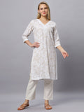 Autumn Hues Beige full sleeves kurta with lace and pants