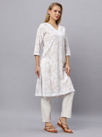 Autumn Hues Beige full sleeves kurta with lace and pants