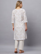 Autumn Hues Beige full sleeves kurta with lace and pants