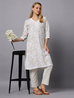 Autumn Hues Beige full sleeves kurta with lace and pants