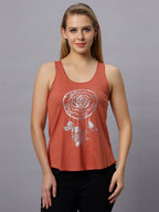 Autumn Hues Women Spaghetti Top Taracota with Boho Print