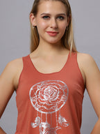 Autumn Hues Women Spaghetti Top Taracota with Boho Print