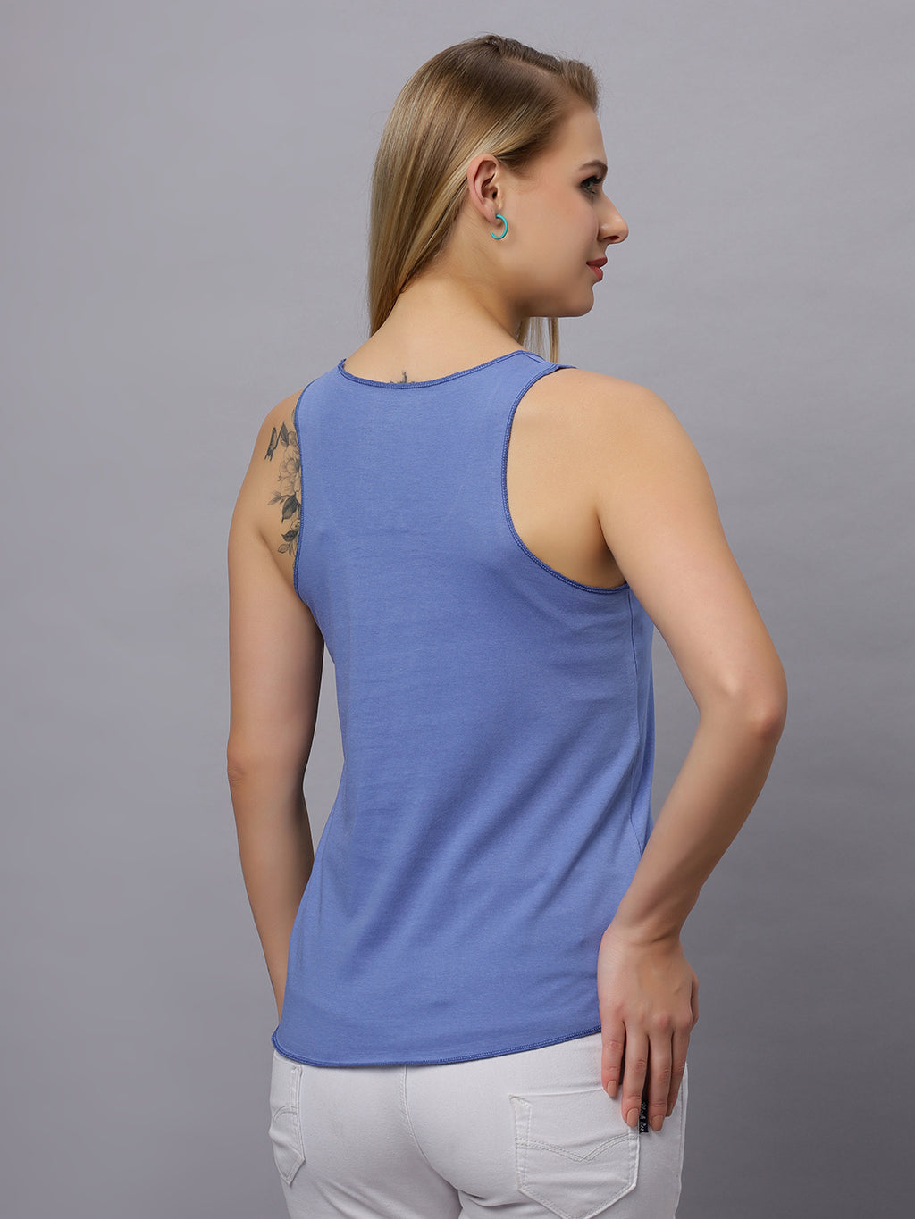 Autumn Hues Women Spaghetti Top Blue with Boho Print