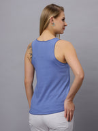 Autumn Hues Women Spaghetti Top Blue with Boho Print