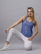 Autumn Hues Women Spaghetti Top Blue with Boho Print