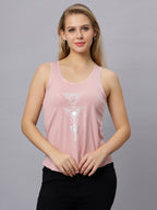 Autumn Hues Women Spaghetti Top Baby Pink with Boho Print