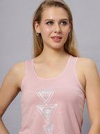 Autumn Hues Women Spaghetti Top Baby Pink with Boho Print