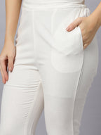 Autumn Hues White Cotton Pant