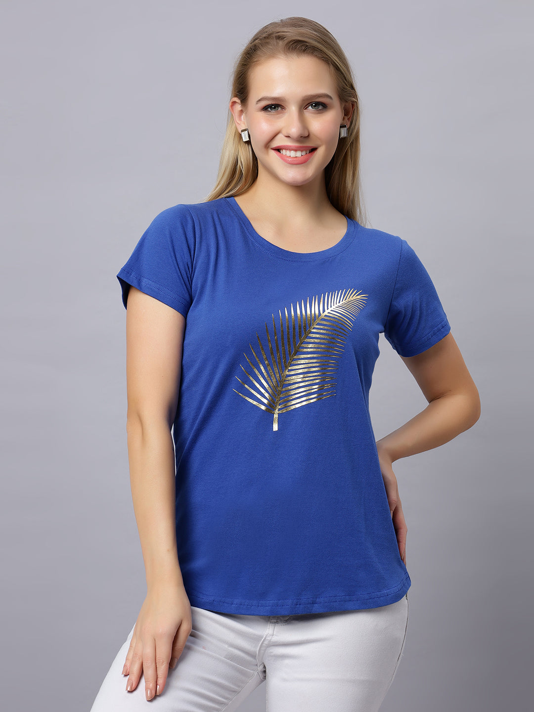 Women Leaf Print T-Shirt
