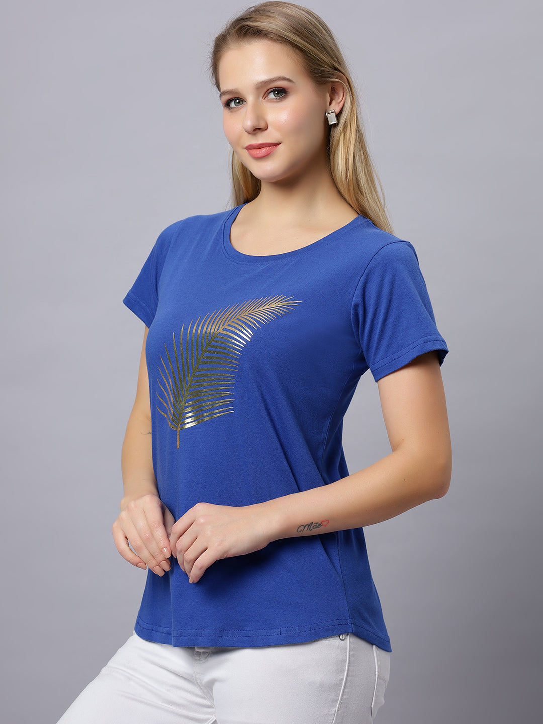 Women Leaf Print T-Shirt