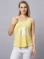 Autumn Hues Women Spaghetti Top Yellow with Boho Print