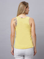 Autumn Hues Women Spaghetti Top Yellow with Boho Print