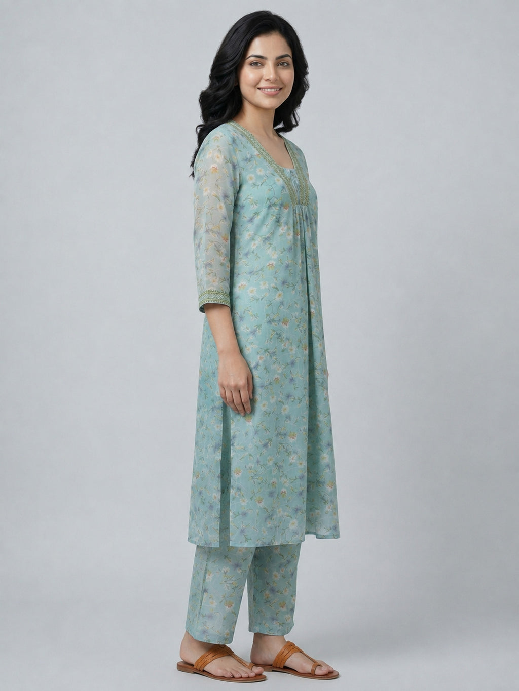 Autumn Hues Floral Printed Kurta & Palazzo Co-ord Set