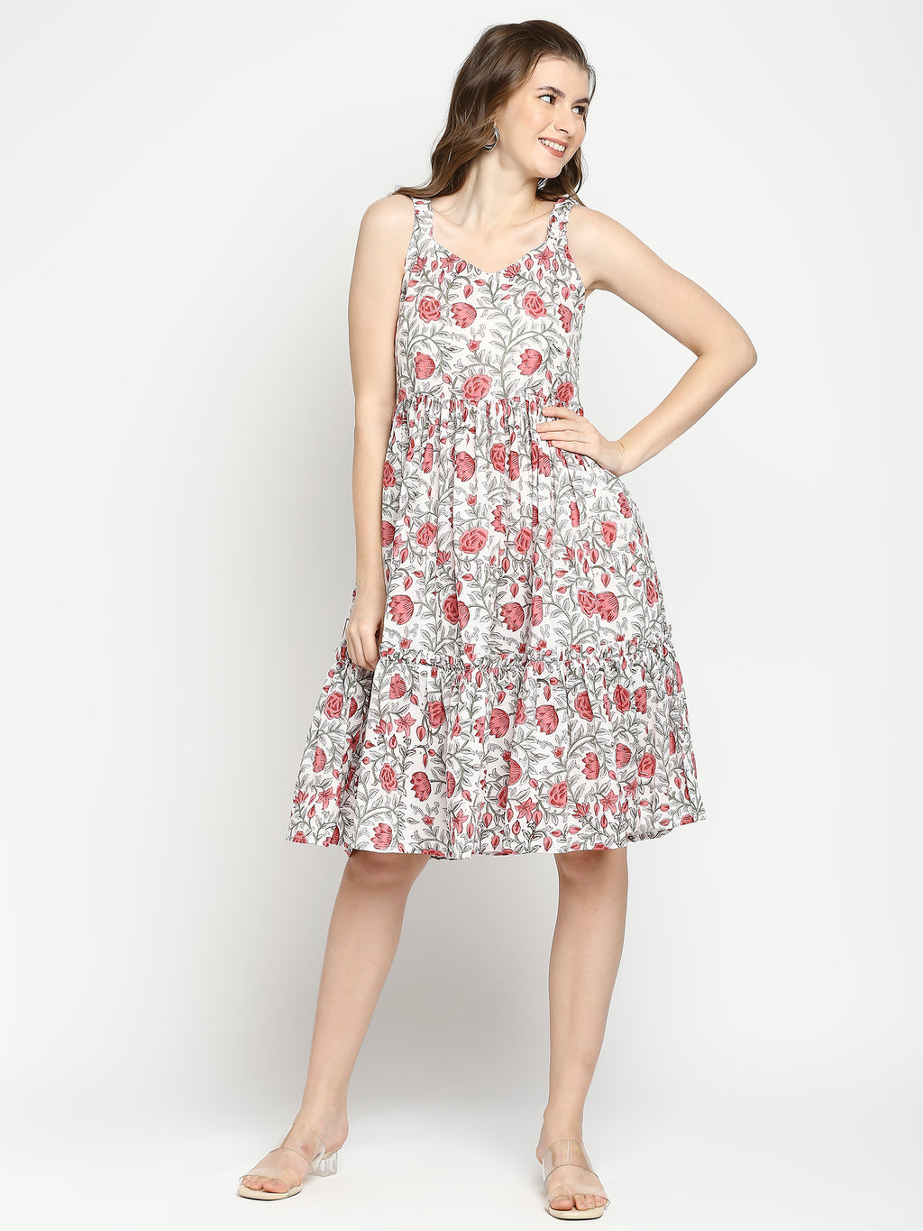 Autumn Hues Floral Printed Fit & Flare Dress